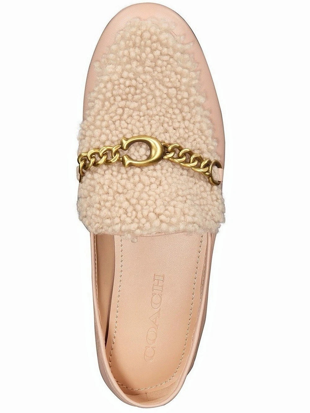 COACH Helena Shearling Chain Mules Blush Pink